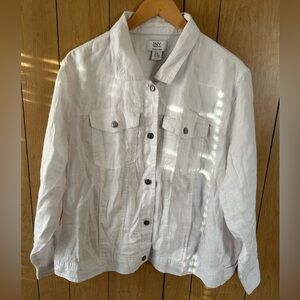 Jones New York Jacket White 100% Linen
